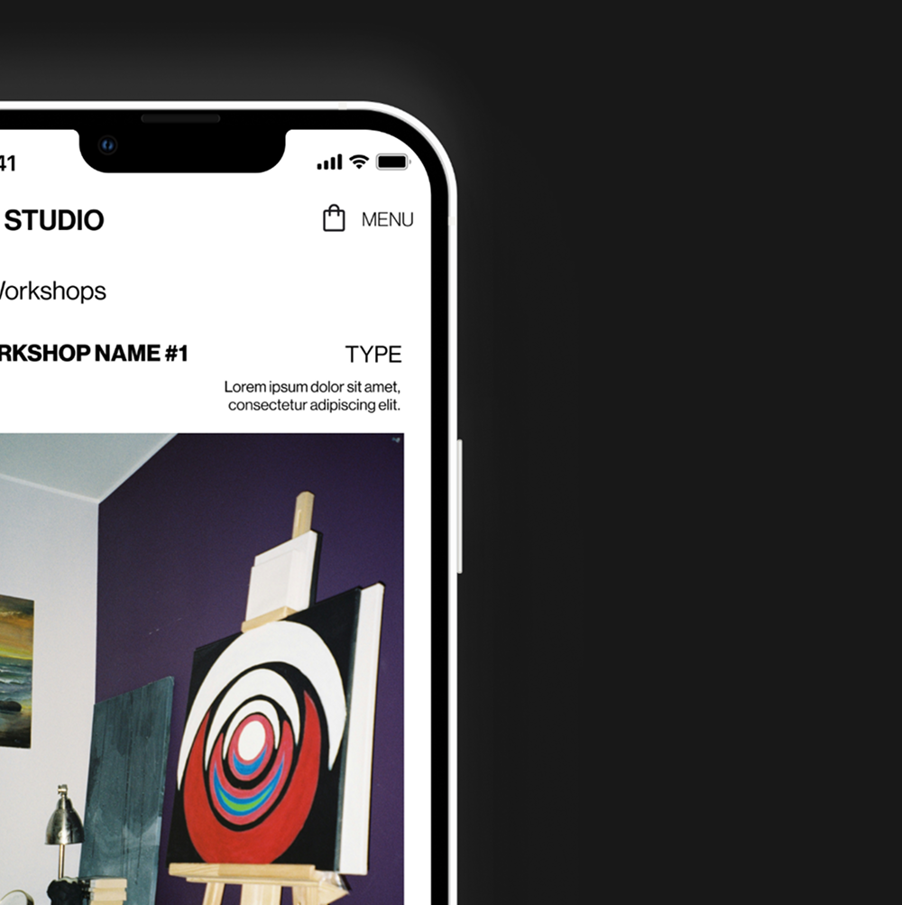 Corner of an iPhone Mockup Showing the Workshop Page